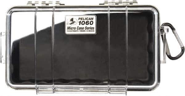 Pelican Products, Inc. - 5-9/16" Wide x 2-5/8" High, Clamshell Hard Case - Clear/Black, Polycarbonate - Eagle Tool & Supply