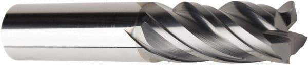 American Tool Service - 5/8", 1-3/4" LOC, 5/8" Shank Diam, 3-1/2" OAL, 4 Flute, Solid Carbide Square End Mill - Single End, AlCrN Finish, Spiral Flute, Variable° Helix, Centercutting, Right Hand Cut, Right Hand Flute - Eagle Tool & Supply