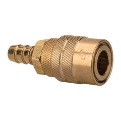 Value Collection - Hose Barb Industrial Pneumatic Hose Coupler (Six Ball) - Brass, 1/4" Body Diam, 3/8" Hose ID - Eagle Tool & Supply