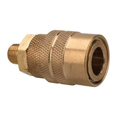 Value Collection - 1/8 Male NPT Industrial Pneumatic Hose Coupler - Brass, 1/4" Body Diam, 1/8" Hose ID - Eagle Tool & Supply