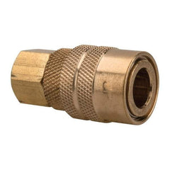 Value Collection - 1/8 Female NPT Industrial Pneumatic Hose Coupler - Brass, 1/4" Body Diam, 1/8" Hose ID - Eagle Tool & Supply
