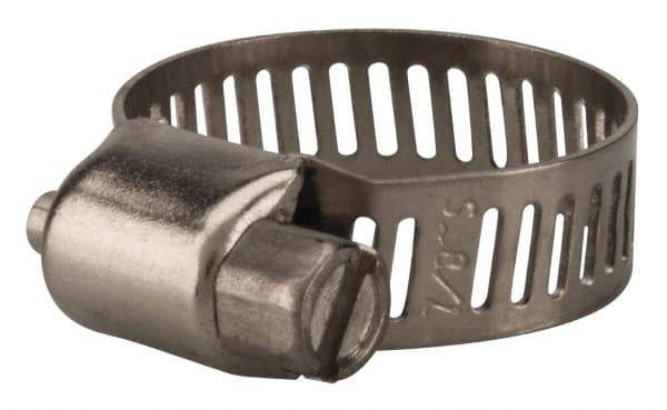 Value Collection - SAE Size 6, 5/16 to 7/8" Diam, Stainless Steel Worm Drive Clamp - 5/16" Wide, Material Grade 201 - Eagle Tool & Supply