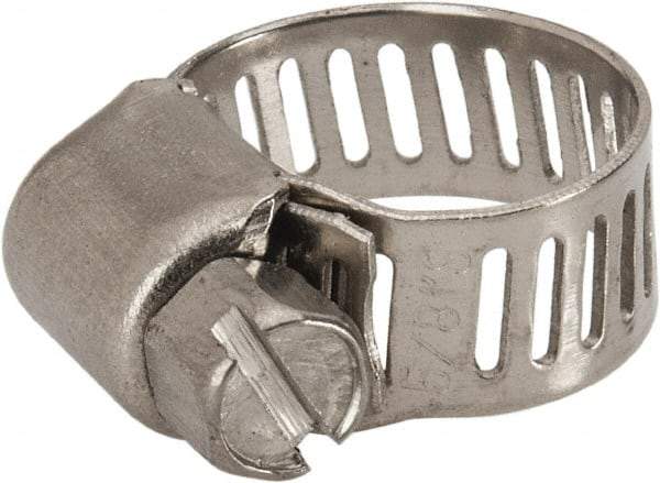 Value Collection - SAE Size 4, 1/4 to 5/8" Diam, Stainless Steel Worm Drive Clamp - 5/16" Wide, Material Grade 201 - Eagle Tool & Supply