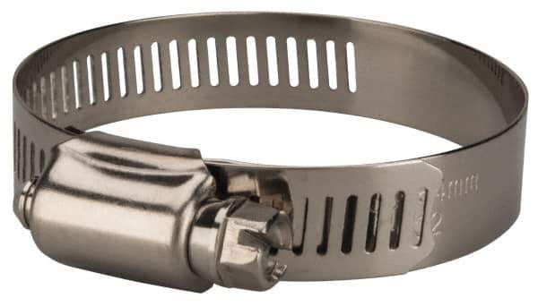 Value Collection - SAE Size 32, 1-1/2 to 2-1/2" Diam, Stainless Steel Worm Drive Clamp - 1/2" Wide, Material Grade 201 - Eagle Tool & Supply