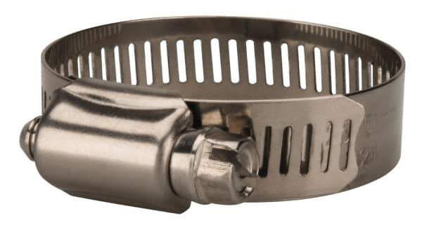 Value Collection - SAE Size 24, 1 to 2" Diam, Stainless Steel Worm Drive Clamp - 1/2" Wide, Material Grade 201 - Eagle Tool & Supply