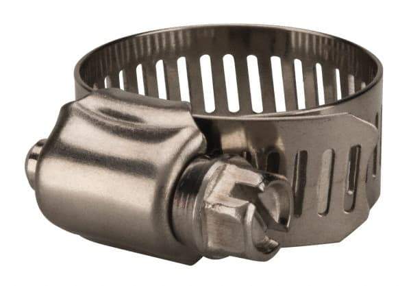 Value Collection - SAE Size 12, 1/2 to 1-1/4" Diam, Stainless Steel Worm Drive Clamp - 1/2" Wide, Material Grade 201 - Eagle Tool & Supply