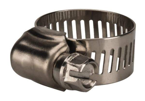 Value Collection - SAE Size 8, 7/16 to 1" Diam, Stainless Steel Worm Drive Clamp - 1/2" Wide, Material Grade 201 - Eagle Tool & Supply