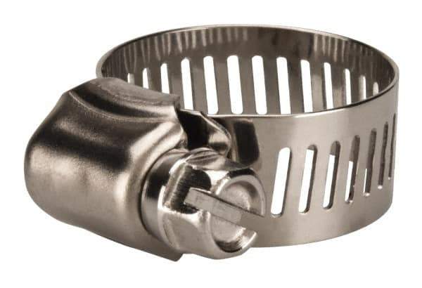 Value Collection - SAE Size 10, 1/2 to 1-1/16" Diam, Stainless Steel Worm Drive Clamp - 1/2" Wide, Material Grade 201 - Eagle Tool & Supply