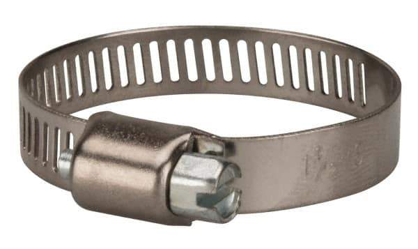 Value Collection - SAE Size 16, 1/2 to 1-1/2" Diam, Stainless Steel/Carbon Steel Worm Drive Clamp - 5/16" Wide, Material Grade 301 - Eagle Tool & Supply