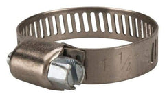 Value Collection - SAE Size 12, 1/2 to 1-1/4" Diam, Stainless Steel/Carbon Steel Worm Drive Clamp - 5/16" Wide, Material Grade 301 - Eagle Tool & Supply