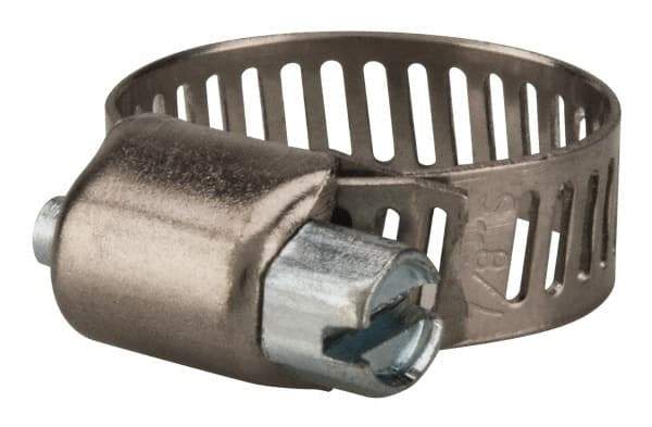 Value Collection - SAE Size 6, 5/16 to 7/8" Diam, Stainless Steel/Carbon Steel Worm Drive Clamp - 5/16" Wide, Material Grade 301 - Eagle Tool & Supply