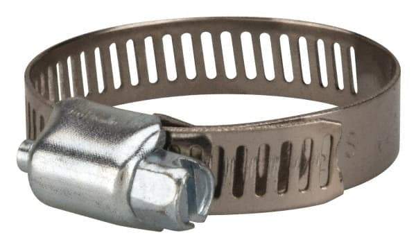 Value Collection - SAE Size 16, 1/2 to 1-1/2" Diam, Stainless Steel/Carbon Steel Worm Drive Clamp - 5/16" Wide, Material Grade 201 - Eagle Tool & Supply