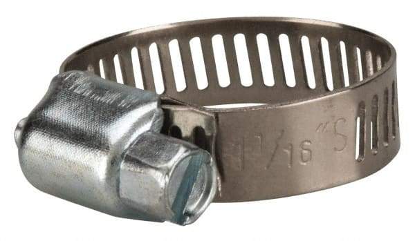 Value Collection - SAE Size 10, 3/8 to 1-1/16" Diam, Stainless Steel/Carbon Steel Worm Drive Clamp - 5/16" Wide, Material Grade 201 - Eagle Tool & Supply