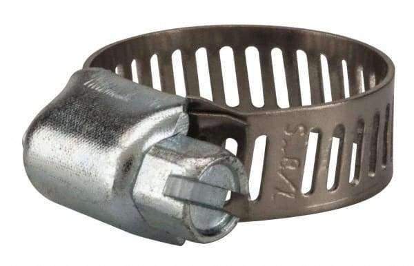 Value Collection - SAE Size 6, 5/16 to 7/8" Diam, Stainless Steel/Carbon Steel Worm Drive Clamp - 5/16" Wide, Material Grade 201 - Eagle Tool & Supply