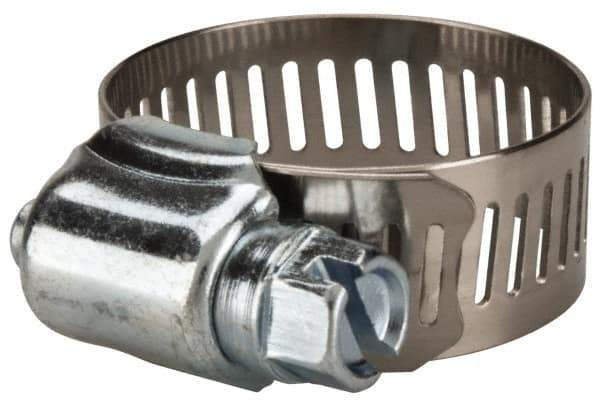 Value Collection - SAE Size 12, 1/2 to 1-1/4" Diam, Stainless Steel/Carbon Steel Worm Drive Clamp - 1/2" Wide, Material Grade 201 - Eagle Tool & Supply