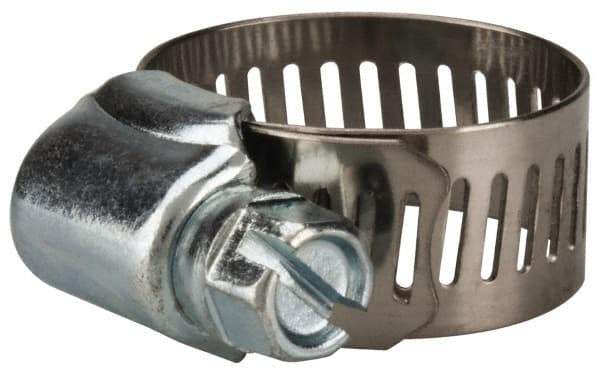 Value Collection - SAE Size 10, 1/2 to 1-1/16" Diam, Stainless Steel/Carbon Steel Worm Drive Clamp - 1/2" Wide, Material Grade 201 - Eagle Tool & Supply