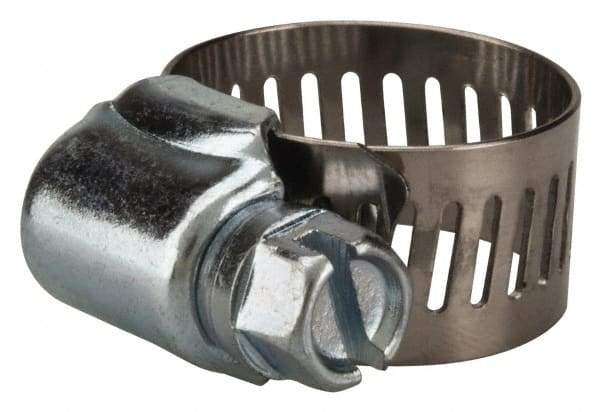 Value Collection - SAE Size 6, 3/8 to 7/8" Diam, Stainless Steel/Carbon Steel Worm Drive Clamp - 1/2" Wide, Material Grade 201 - Eagle Tool & Supply