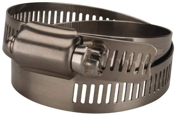 Value Collection - SAE Size 64, 2-1/2 to 4-1/2" Diam, Stainless Steel Worm Drive Clamp - 1/2" Wide, Material Grade 201 - Eagle Tool & Supply