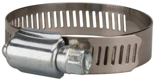 Value Collection - SAE Size 32, 1-1/2 to 2-1/2" Diam, Stainless Steel/Carbon Steel Worm Drive Clamp - 1/2" Wide, Material Grade 201 - Eagle Tool & Supply