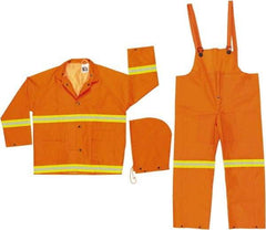 MCR Safety - Size 5XL, Orange, Rain Three Piece Suit - Detachable Hood, Take Up Snaps Ankle, Take Up Snaps Wrist - Eagle Tool & Supply
