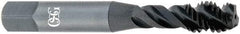 OSG - M10x1.25 Metric Fine 3 Flute Modified Bottoming Spiral Flute Tap - Vanadium High Speed Steel, TiCN Finish, 2-15/16" OAL, Right Hand Flute, Right Hand Thread, D5, Series 299 - Eagle Tool & Supply