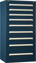 Vidmar - 9 Drawer, Modular Storage Cabinet - Steel, 30" Wide x 27-3/4" Deep x 59" High, Dark Blue - Eagle Tool & Supply