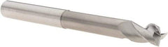 SGS - 3/8", 1/2" LOC, 3/8" Shank Diam, 4" OAL, 3 Flute, Solid Carbide Square End Mill - Single End, Uncoated, Spiral Flute, 38° Helix, Centercutting, Right Hand Cut, Right Hand Flute, Series 43L - Eagle Tool & Supply
