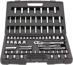 Stanley - 75 Piece 1/4 & 3/8" Drive Standard Deep Socket Set - 3/16 to 13/16", 4 to 19mm, Inch/Metric Measurement Standard - Eagle Tool & Supply