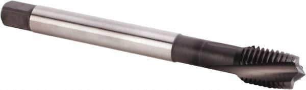 Kennametal - M12x1.50 Metric Fine 3 Flute 6HX Plug Spiral Flute Tap - Powdered Metal, TiN/CrC/C Finish, 100mm OAL, Left Hand Flute, Right Hand Thread, Series T620 - Eagle Tool & Supply