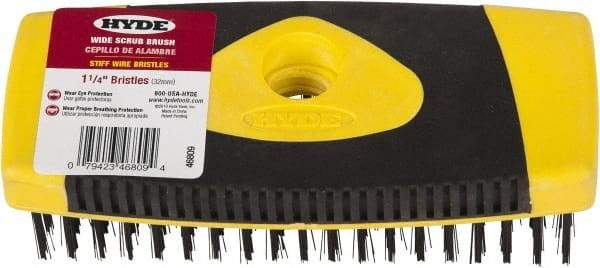 Hyde Tools - Wire Surface Preparation Brush - 1-1/4" Bristle Length, 3/4" Wide, Plastic Overmold Handle - Eagle Tool & Supply