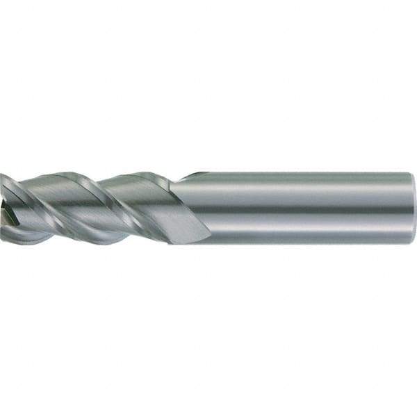 Kennametal - 5/8", 3 Flute, Single End, Solid Carbide, 0.015" Corner Radius End Mill - 3-1/2" OAL, 37° Helix, Right Hand Flute, 1-5/8" LOC, Right Hand Cut - Eagle Tool & Supply