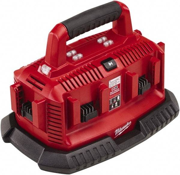 Milwaukee Tool - 18 Volt, 6 Battery Lithium-Ion Power Tool Charger - 30 min to 1 hr to Charge, Pass Through Plug Power Source - Eagle Tool & Supply