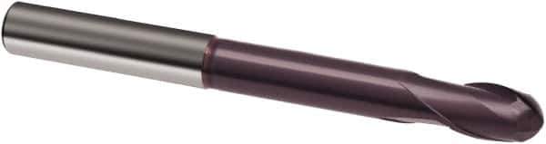 Guhring - 1/2" Diam, 1/2" LOC, 2 Flute Solid Carbide Ball End Mill - FIREX Finish, 4-1/2" OAL, 1/2" Shank Diam - Eagle Tool & Supply