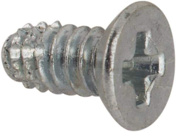 Value Collection - #4-40 UNC Thread, 1/4" OAL, #1 Phillips Drive Steel Thread Cutting Screw - Flat Undercut Head, Grade 1016-1024, Point Type F, Zinc-Plated Finish - Eagle Tool & Supply