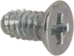 Value Collection - #4-40 UNC Thread, 1/4" OAL, #1 Phillips Drive Steel Thread Cutting Screw - Flat Undercut Head, Grade 1016-1024, Point Type F, Zinc-Plated Finish - Eagle Tool & Supply