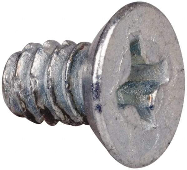Value Collection - #6-32 UNC Thread, 1/4" OAL, #2 Phillips Drive Steel Thread Cutting Screw - Flat Undercut Head, Grade 1016-1024, Point Type F, Zinc-Plated Finish - Eagle Tool & Supply