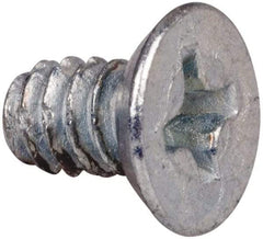 Value Collection - #6-32 UNC Thread, 1/4" OAL, #2 Phillips Drive Steel Thread Cutting Screw - Flat Undercut Head, Grade 1016-1024, Point Type F, Zinc-Plated Finish - Eagle Tool & Supply