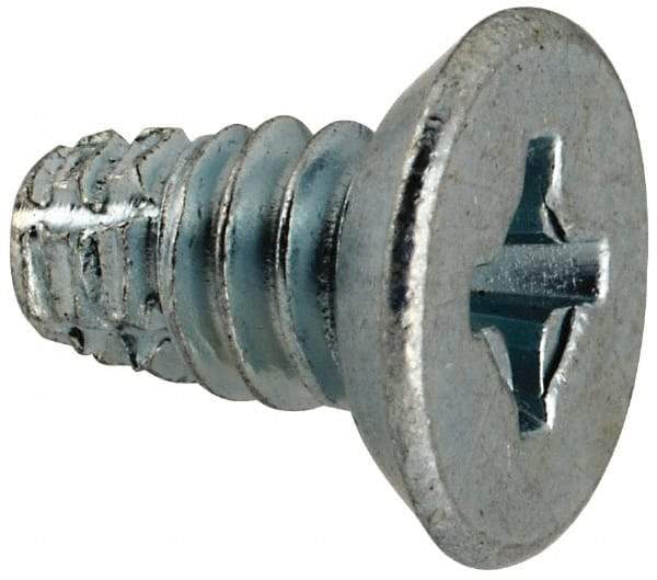 Value Collection - #10-24 UNC Thread, 3/8" OAL, #2 Phillips Drive Steel Thread Cutting Screw - Flat Undercut Head, Grade 1016-1024, Point Type F, Zinc-Plated Finish - Eagle Tool & Supply