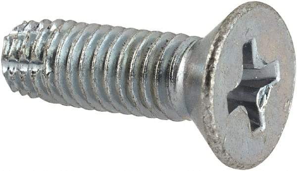 Value Collection - #10-32 UNF Thread, 5/8" OAL, #2 Phillips Drive Steel Thread Cutting Screw - Flat Head, Grade 1016-1024, Point Type F, Zinc-Plated Finish - Eagle Tool & Supply
