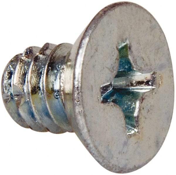Value Collection - 1/4-20 UNC Thread, 3/8" OAL, #3 Phillips Drive Steel Thread Cutting Screw - Flat Undercut Head, Grade 1016-1024, Point Type F, Zinc-Plated Finish - Eagle Tool & Supply