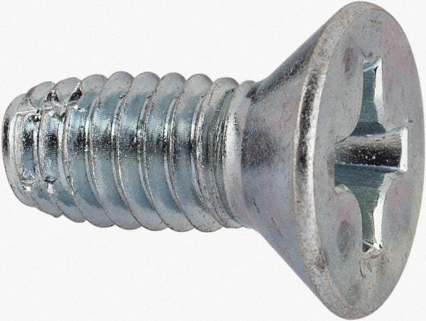Value Collection - 5/16-18 UNC Thread, 3/4" OAL, #4 Phillips Drive Steel Thread Cutting Screw - Flat Head, Grade 1016-1024, Point Type F, Zinc-Plated Finish - Eagle Tool & Supply