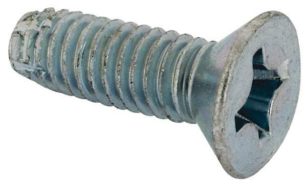 Value Collection - 5/16-18 UNC Thread, 1" OAL, #4 Phillips Drive Steel Thread Cutting Screw - Flat Head, Grade 1016-1024, Point Type F, Zinc-Plated Finish - Eagle Tool & Supply