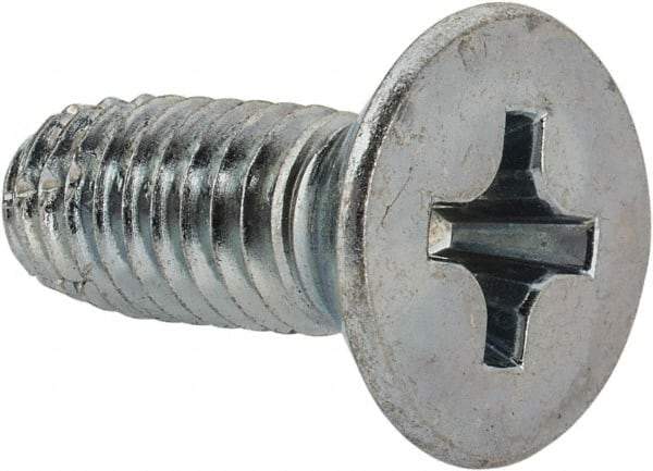 Value Collection - 3/8-16 UNC Thread, 1" OAL, #4 Phillips Drive Steel Thread Cutting Screw - Flat Head, Grade 1016-1024, Point Type F, Zinc-Plated Finish - Eagle Tool & Supply