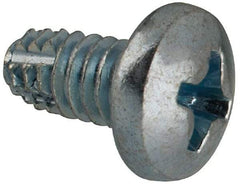 Value Collection - #8-32 UNC Thread, 5/16" Length Under Head, #2 Phillips Drive Steel Thread Cutting Screw - Pan Head, Grade 1016-1024, Point Type F, Zinc-Plated Finish - Eagle Tool & Supply
