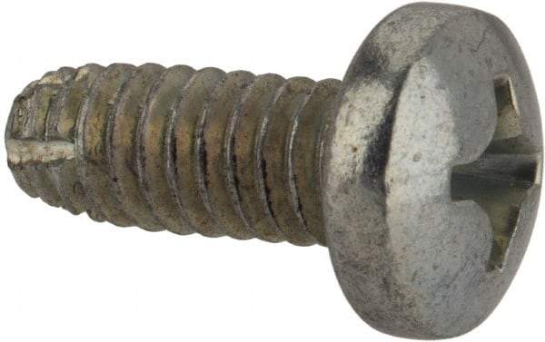 Value Collection - 1/4-20 UNC Thread, 5/8" Length Under Head, #3 Phillips Drive Steel Thread Cutting Screw - Pan Head, Grade 1016-1024, Point Type F, Zinc-Plated Finish - Eagle Tool & Supply