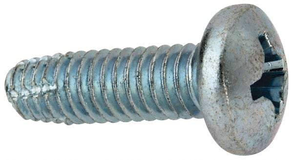 Value Collection - 5/16-18 UNC Thread, 1" Length Under Head, #4 Phillips Drive Steel Thread Cutting Screw - Pan Head, Grade 1016-1024, Point Type F, Zinc-Plated Finish - Eagle Tool & Supply