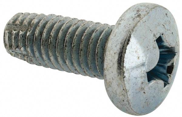 Value Collection - 3/8-16 UNC Thread, 1" Length Under Head, #4 Phillips Drive Steel Thread Cutting Screw - Pan Head, Grade 1016-1024, Point Type F, Zinc-Plated Finish - Eagle Tool & Supply