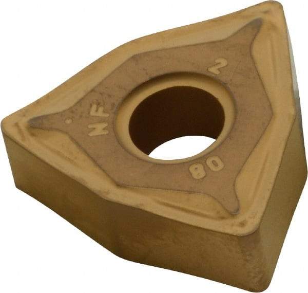 Iscar - WNMG432 NF Grade IC9250 Carbide Turning Insert - TiCN/Al2O3/TiN Finish, 80° Trigon, 1/2" Inscr Circle, 3/16" Thick, 1/32" Corner Radius - Eagle Tool & Supply