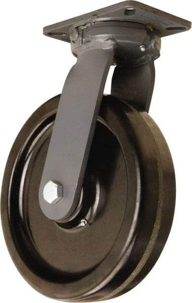Hamilton - 12" Diam x 3" Wide x 15-1/2" OAH Top Plate Mount Swivel Caster - Phenolic, 3,500 Lb Capacity, Tapered Roller Bearing, 5-1/4 x 7-1/4" Plate - Eagle Tool & Supply