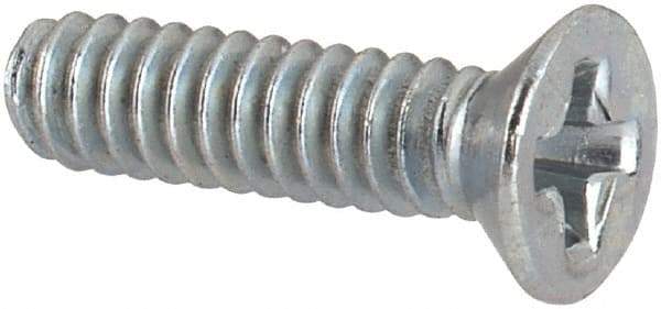 Value Collection - #4-40 UNC, 7/16" OAL Phillips Drive Machine Screw - Flat Head, Grade J82 Steel, Zinc-Plated Finish, Without Washer - Eagle Tool & Supply